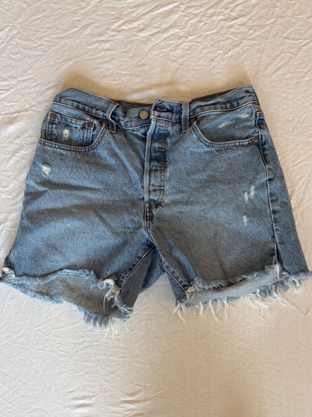 Levi's 501 Women's High Rise Light Wash Distressed Cutoff Denim Shorts W30